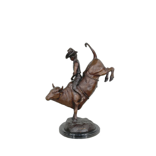 Rodeo Rider on Bull Table-Top Bronze Statue
