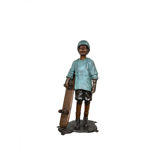 Boy with Skateboard Bronze Statue
