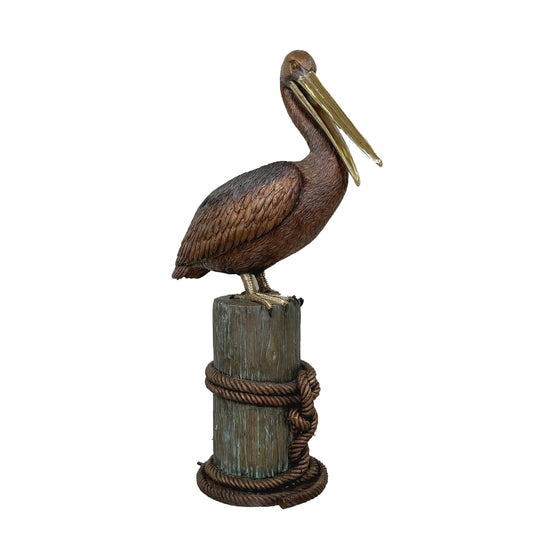 Pelican on Post Bronze Fountain Statue