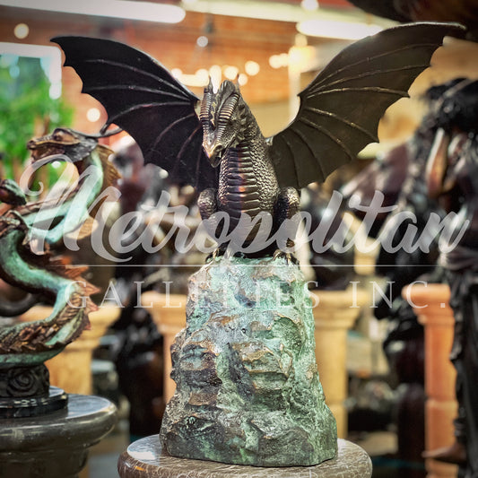 Dragon on Rock Fountain Bronze Statue