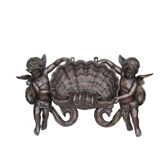 Two Cupids Bronze Wall Fountain