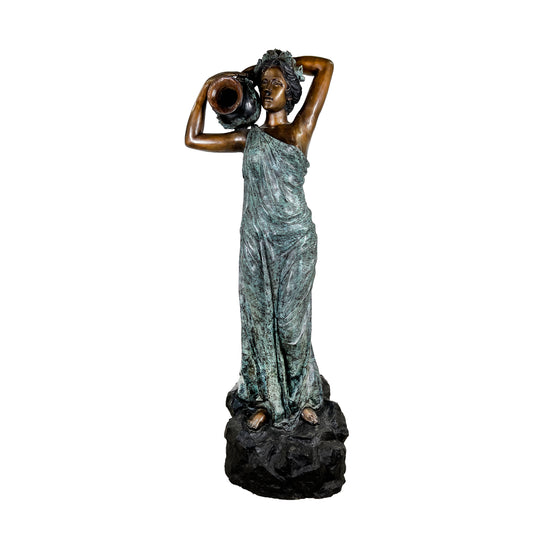 Tall Lady holding Jar Fountain Bronze Statue