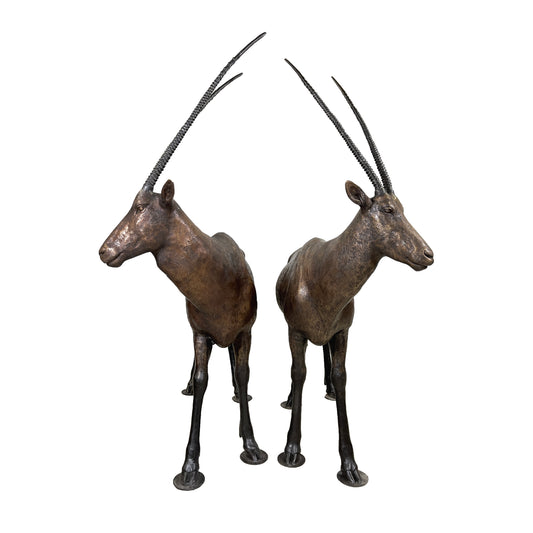 Arabian Oryx Bronze Statue Set