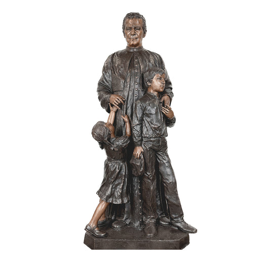 Saint John Bosco with Children Bronze Sculpture