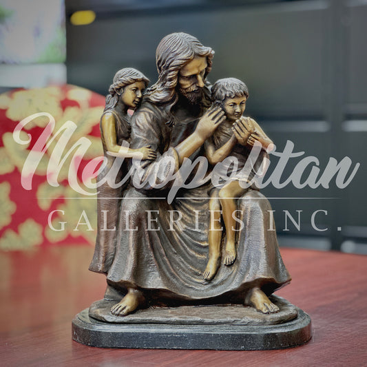 Jesus with Children Table-top Bronze Statue