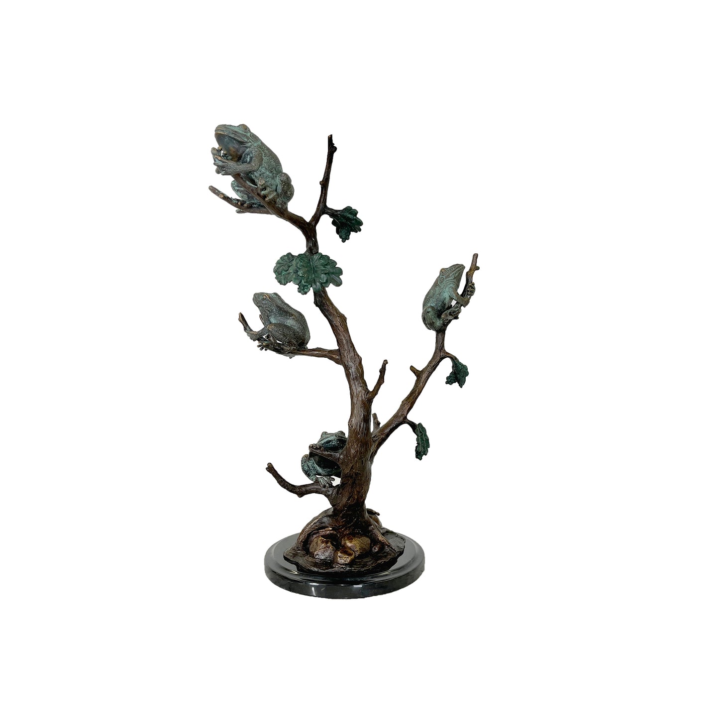 Four Frogs on Tree Bronze Table-top Statue