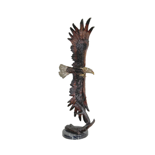 Vertical Flying Eagle Table-top Bronze Statue