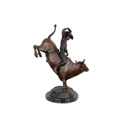 Rodeo Rider on Bull Table-Top Bronze Statue