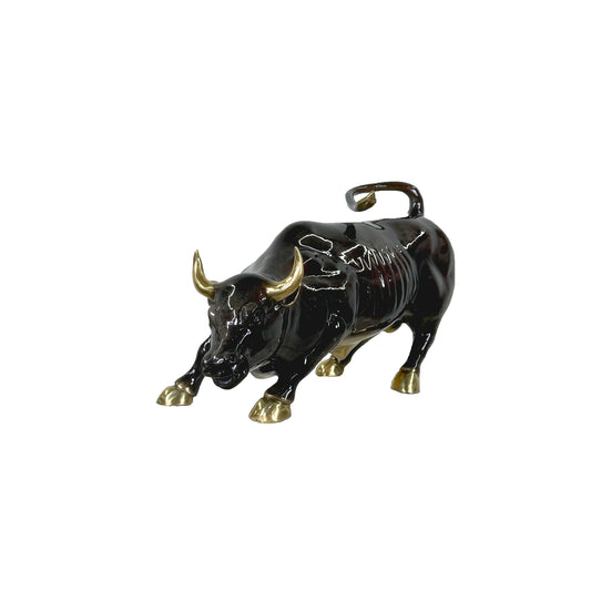 Wall Street Bull with Brass Highlights Bronze Table-top Statue