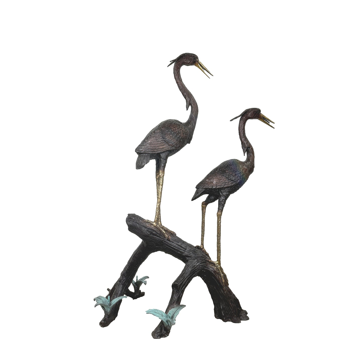 Two Herons on Branch Fountain Bronze Statue