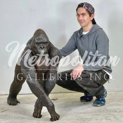 Silverback Gorilla Bronze Statue