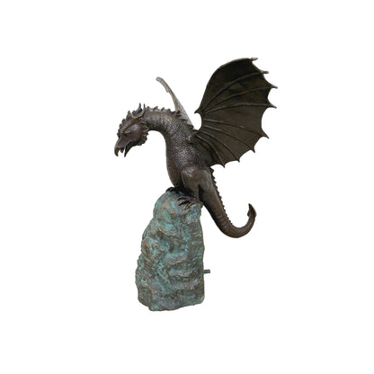 Dragon on Rock Fountain Bronze Statue