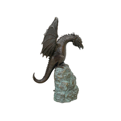 Dragon on Rock Fountain Bronze Statue