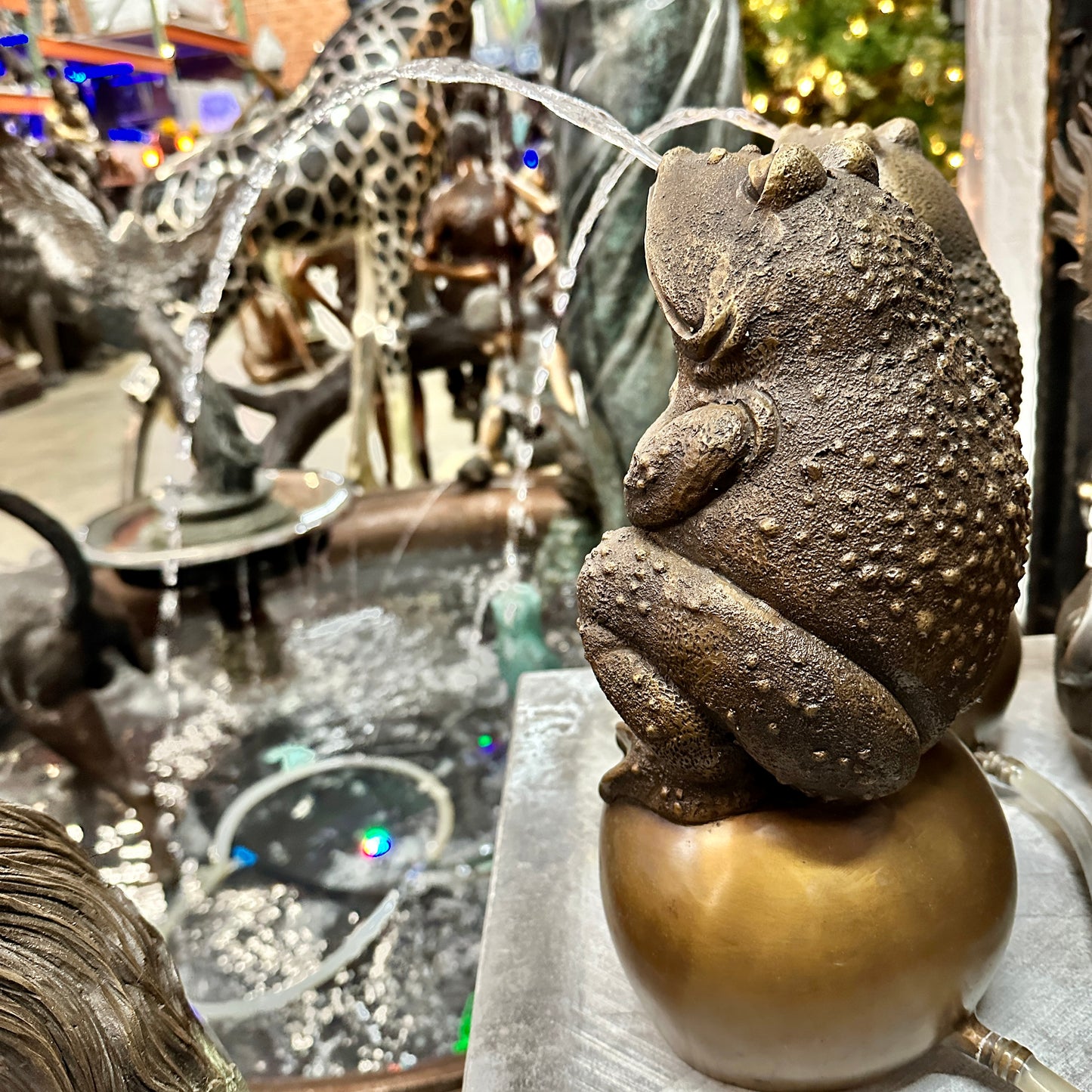 Frog on Ball Bronze Fountain Statue