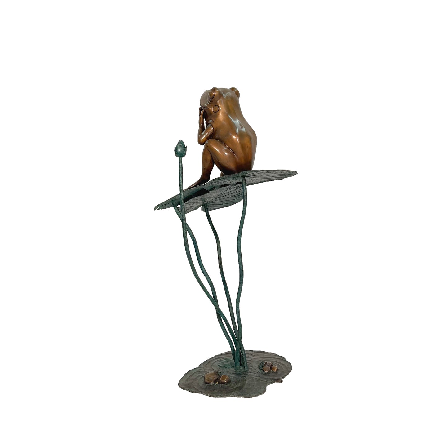 Frog on Lotus Leaf Bronze Fountain Statue