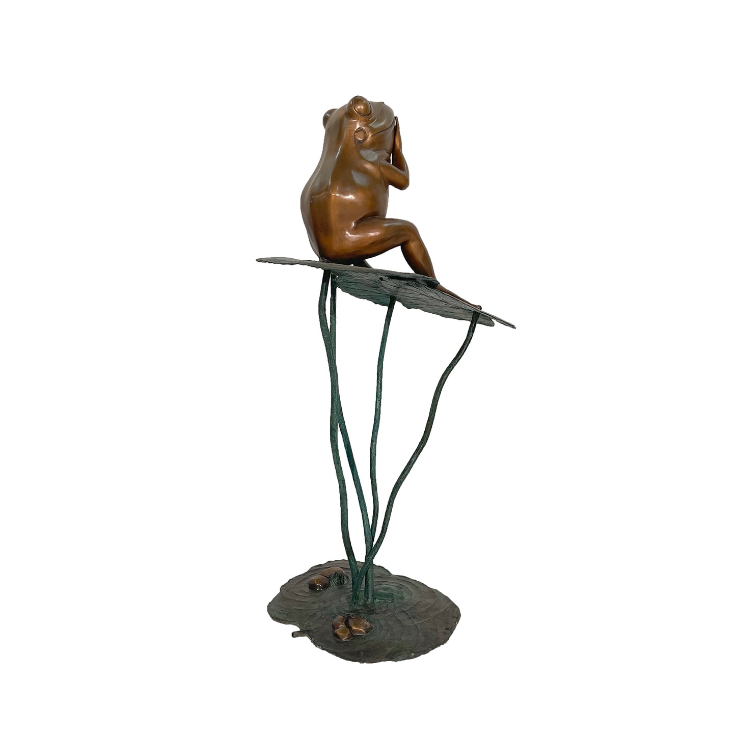 Frog on Lotus Leaf Bronze Fountain Statue