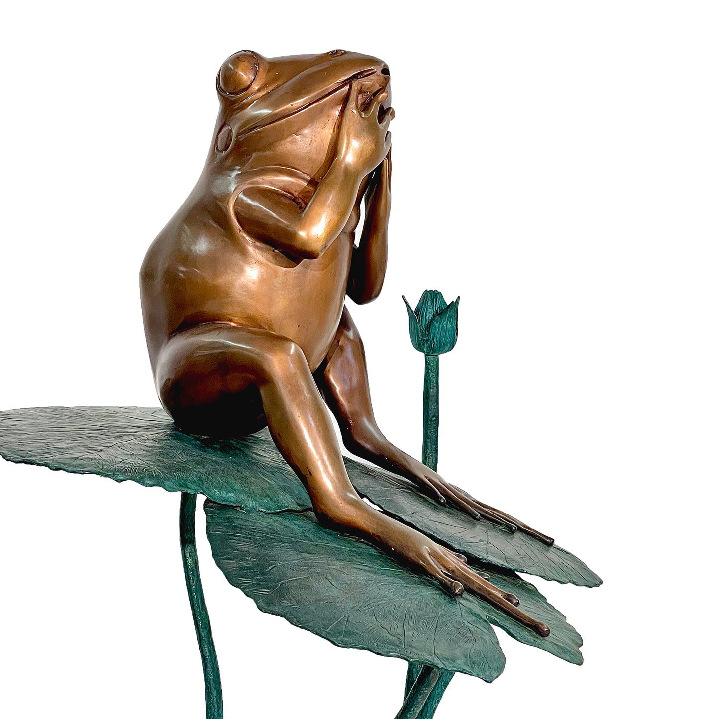 Frog on Lotus Leaf Bronze Fountain Statue