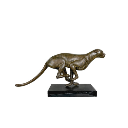 Running Cheetah Bronze Table-top Statue