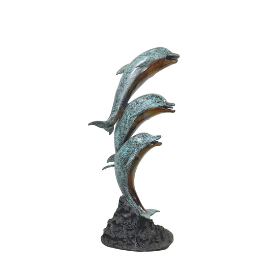 Jumping Dolphin Trio Fountain Bronze Statue