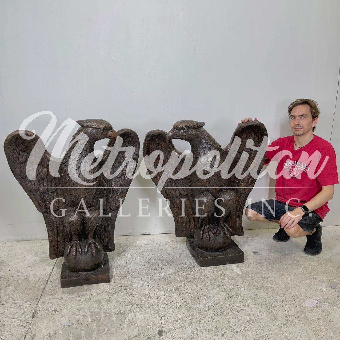 Eagle on Ball Bronze Statue Set