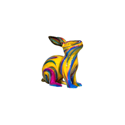 ColorSplash Tie-dye Sitting Bunny Bronze Sculpture