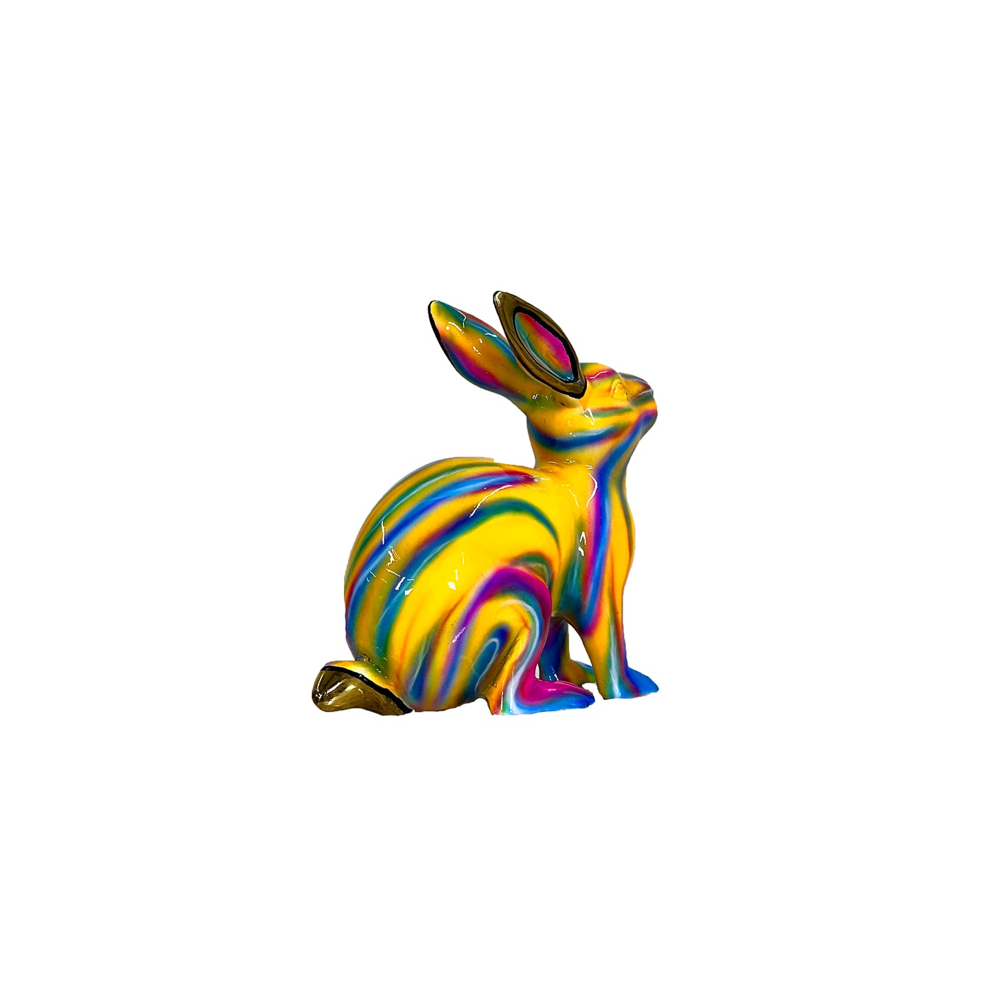 ColorSplash Tie-dye Sitting Bunny Bronze Sculpture