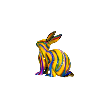 ColorSplash Tie-dye Sitting Bunny Bronze Sculpture