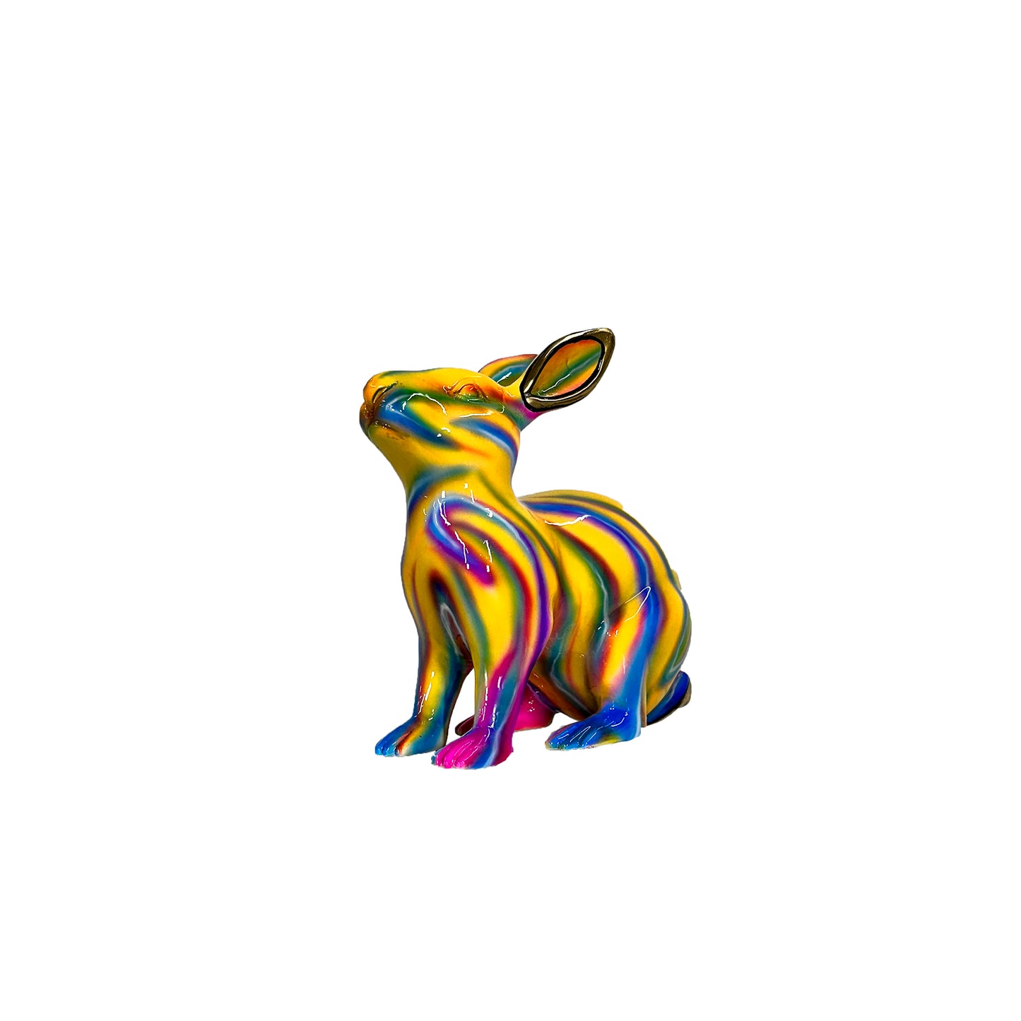 ColorSplash Tie-dye Sitting Bunny Bronze Sculpture