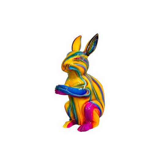 ColorSplash Tie-dye Standing Bunny Bronze Sculpture