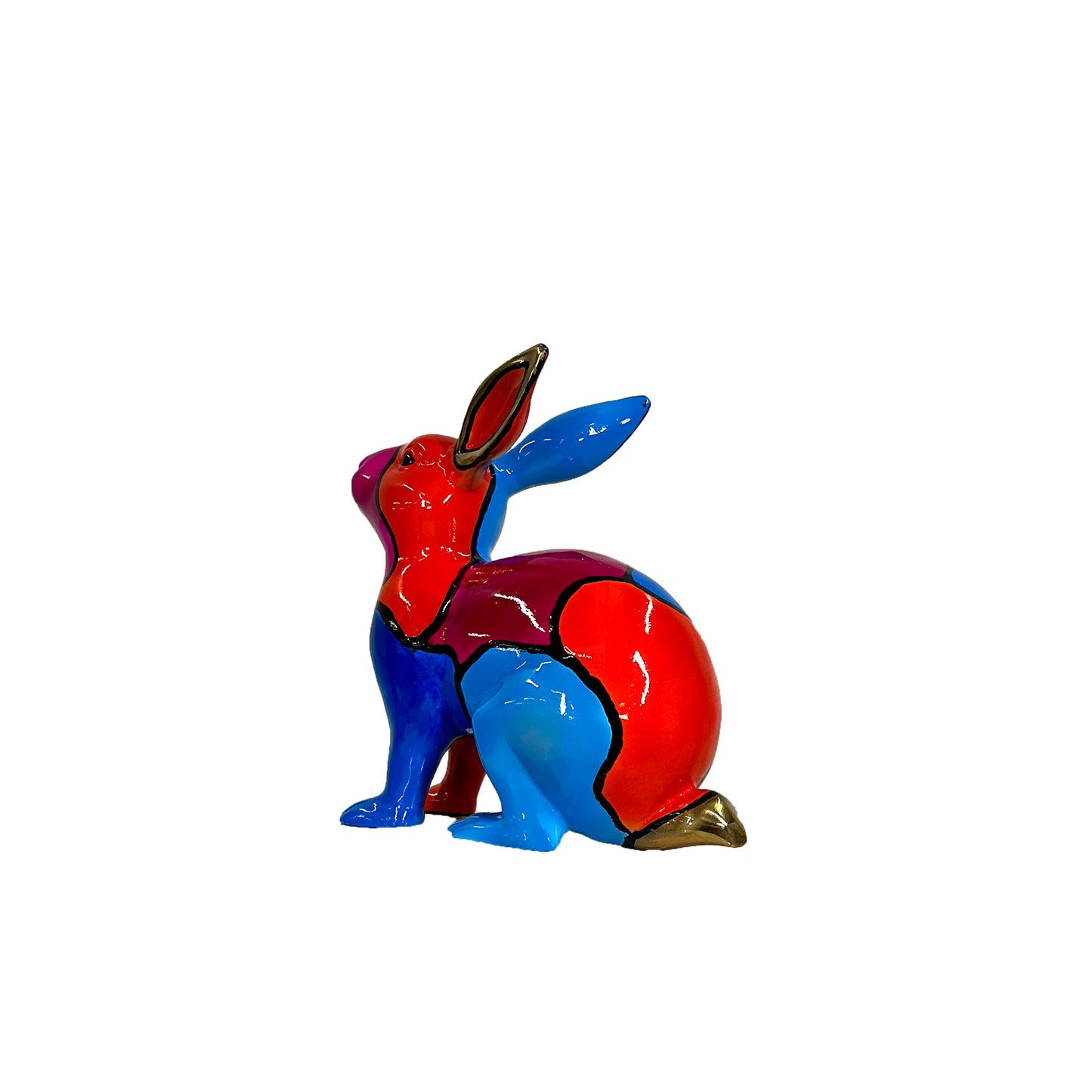 ColorSplash Jigsaw Sitting Bunny Bronze Sculpture