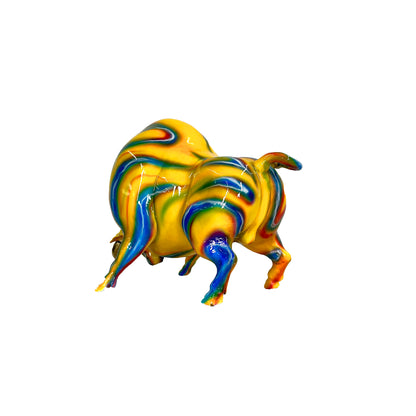 ColorSplash Downward Bull Bronze Statue