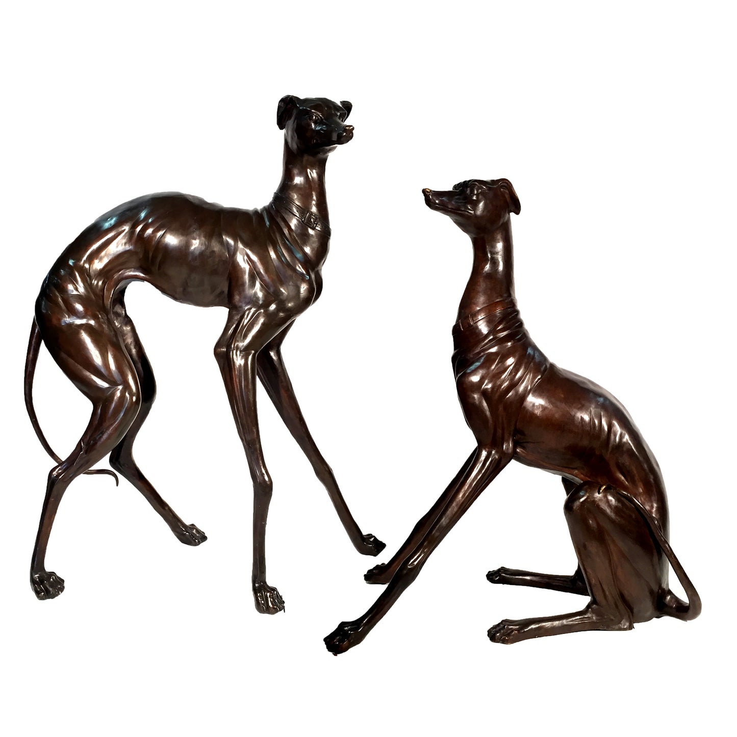 Big Whippets Bronze Statue Set