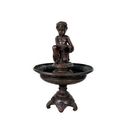 Boy Pouring Jar Fountain Bronze Statue