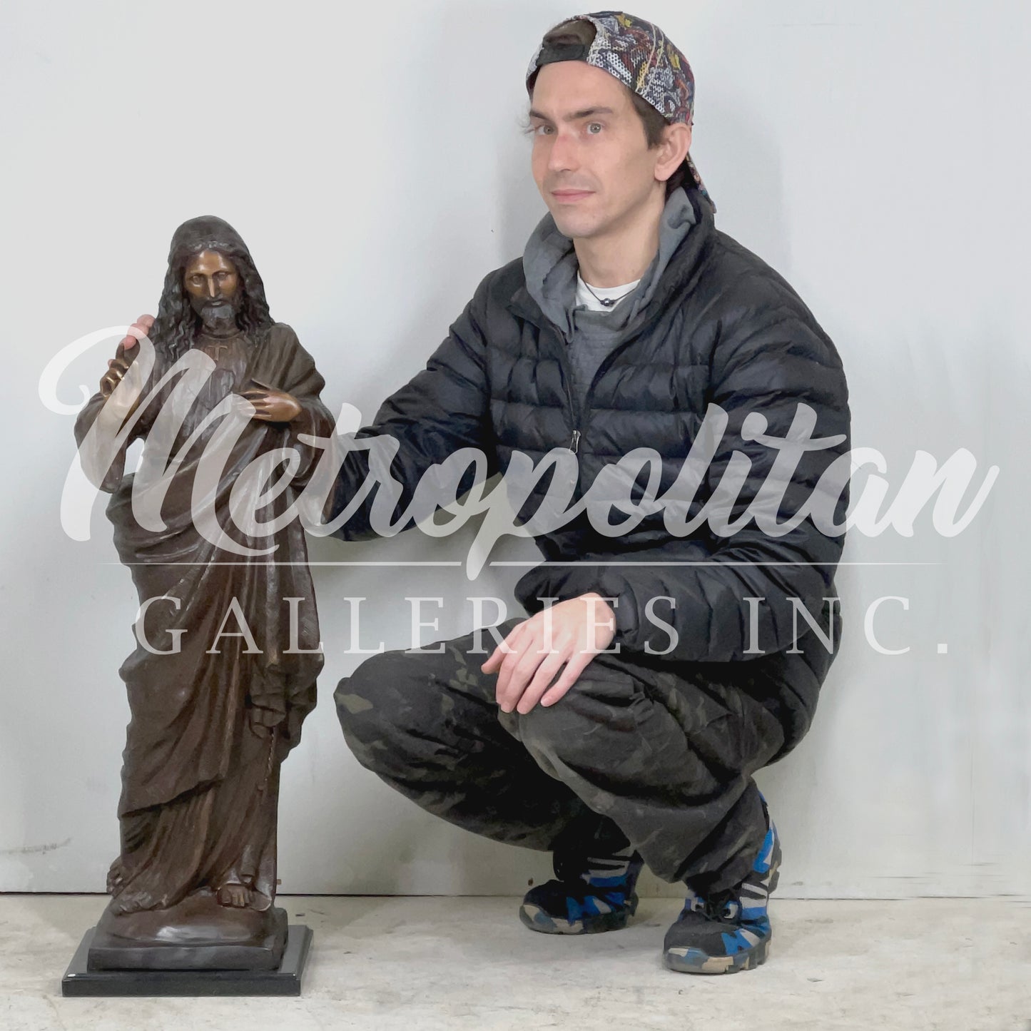 Jesus with Finger Raised Table-top Bronze Statue