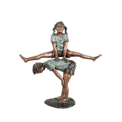 Boy & Girl playing Leapfrog Bronze Statue