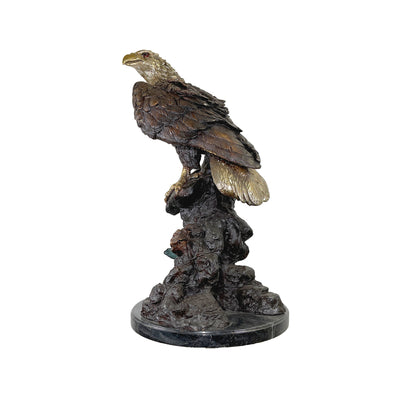 Perched Eagle on Branch Table-top Bronze Statue