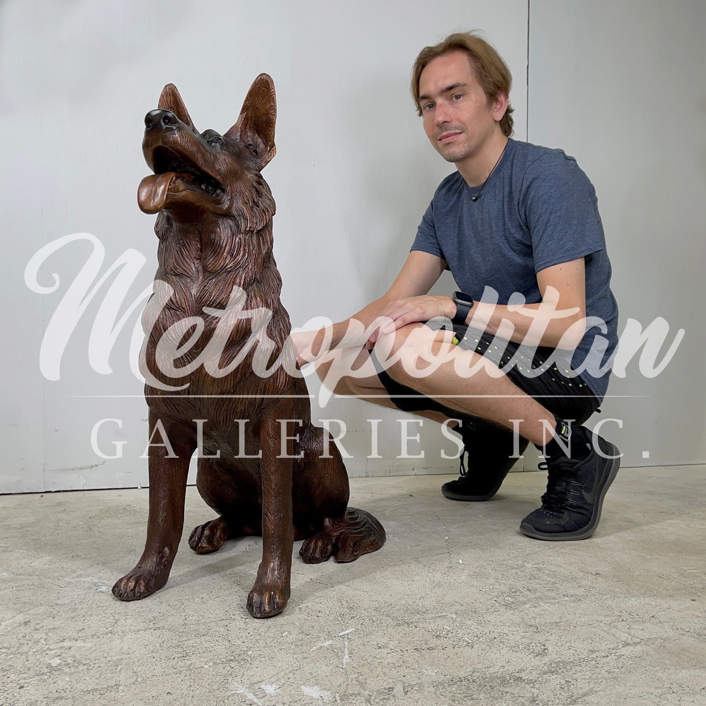 Sitting German Shepherd Bronze Statue