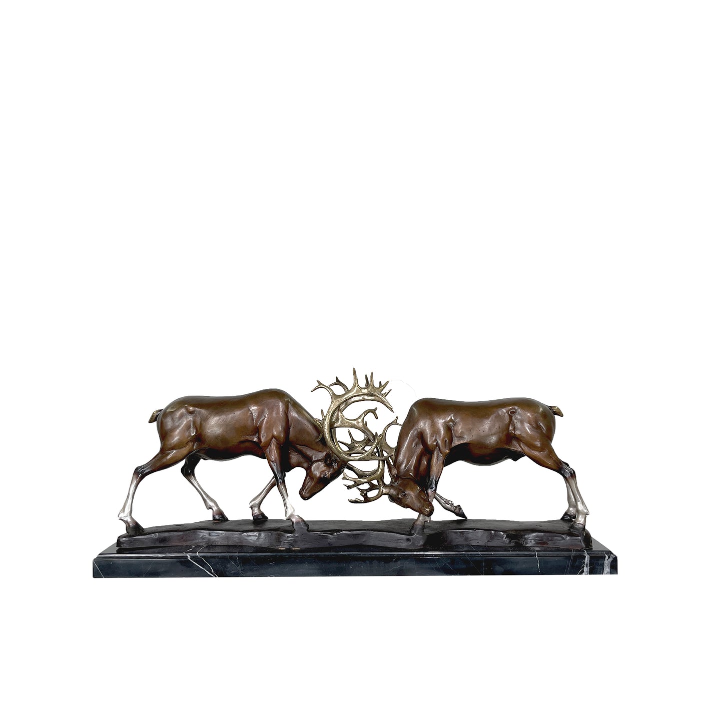 Wrangling Deer Table-top Bronze Statue