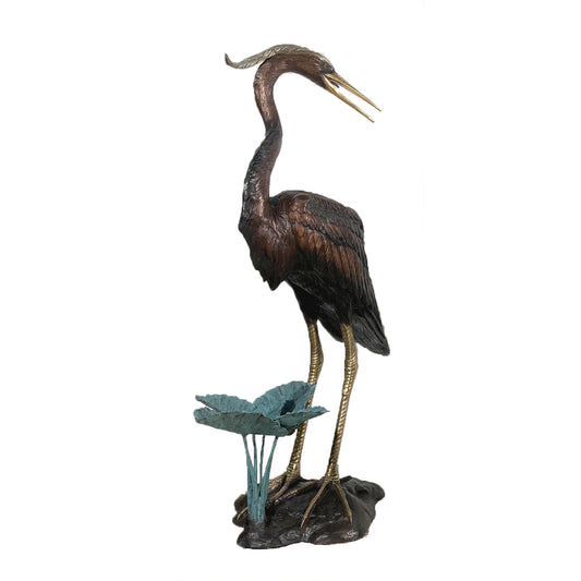 Large Heron Bird Fountain Bronze Statue