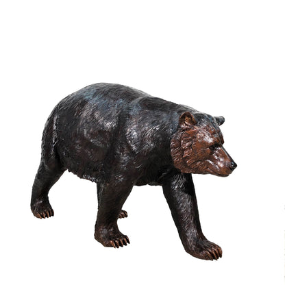 Walking Black Bear Bronze Statue