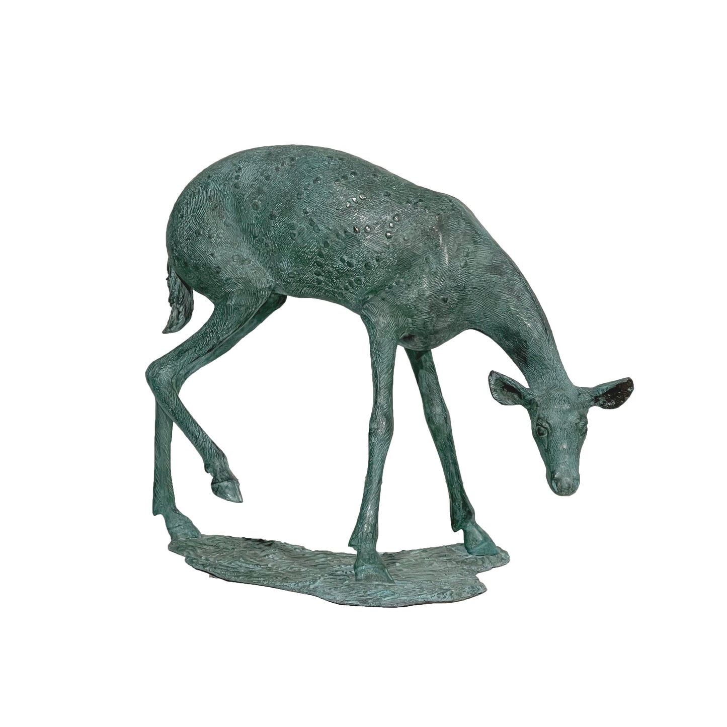 Fawn Grazing Bronze Sculpture