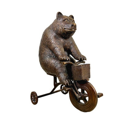 Bear riding Tricycle Bronze Statue