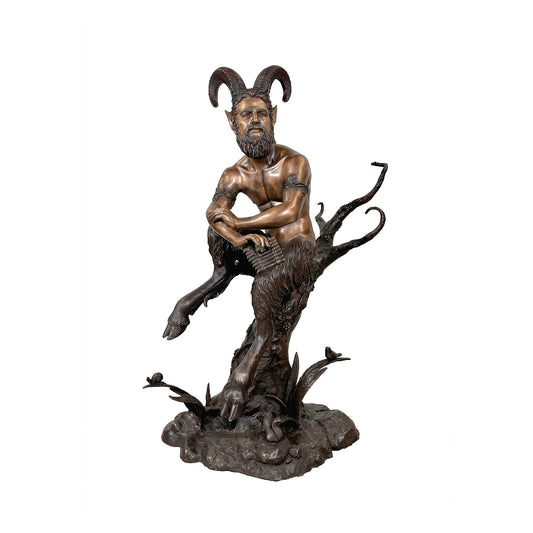 Mythological Pan with Panpipes Bronze Statue