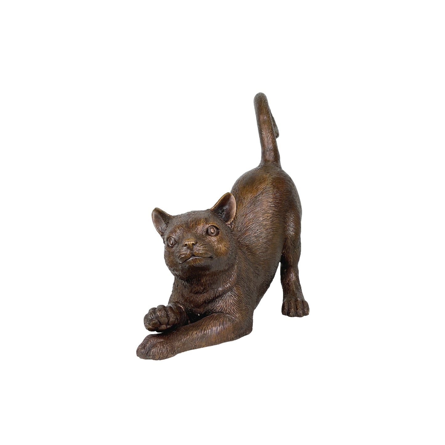 Stretching Cat Table-top Bronze Statue