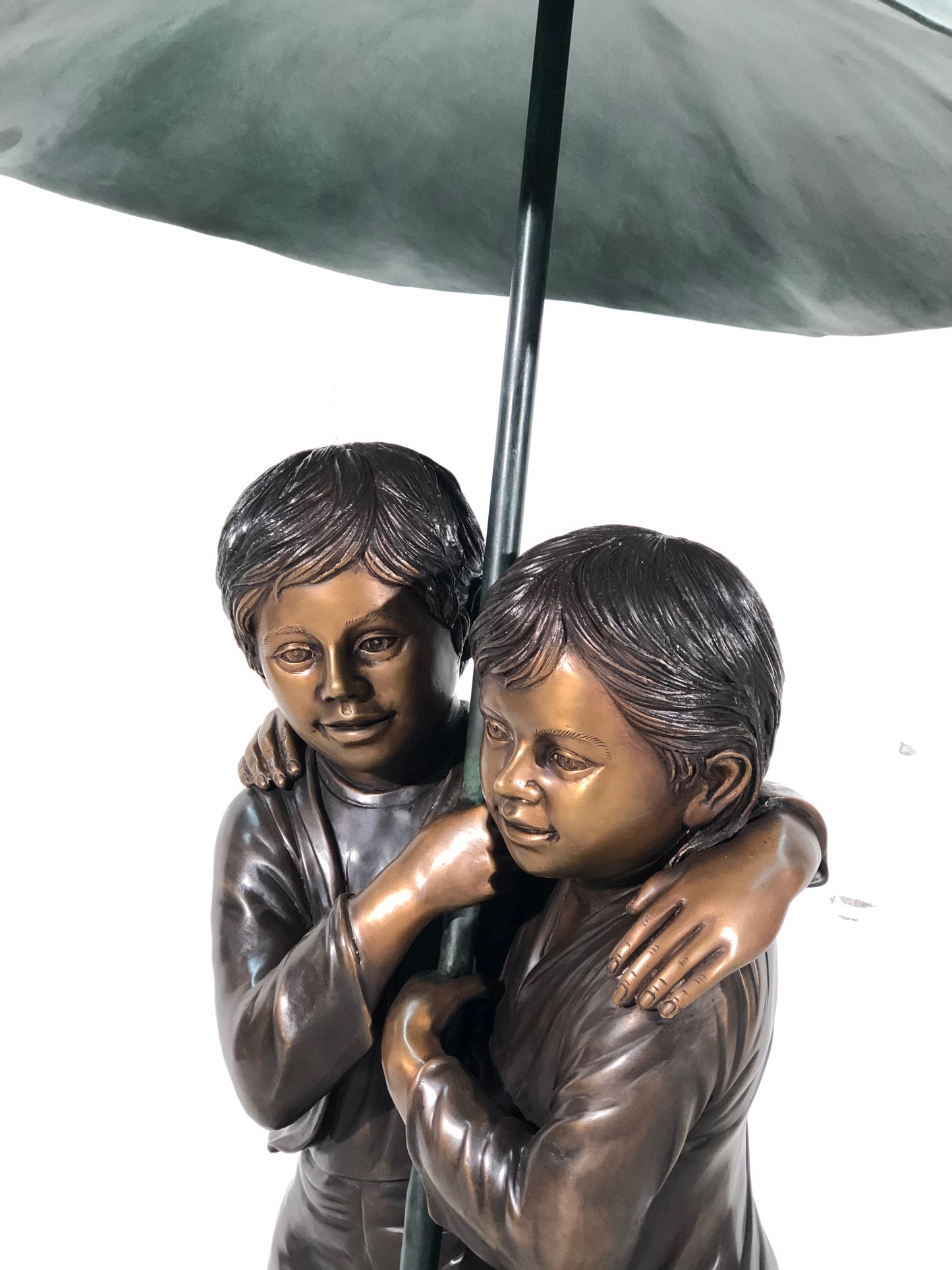 Children Under Umbrella Fountain Bronze Statue