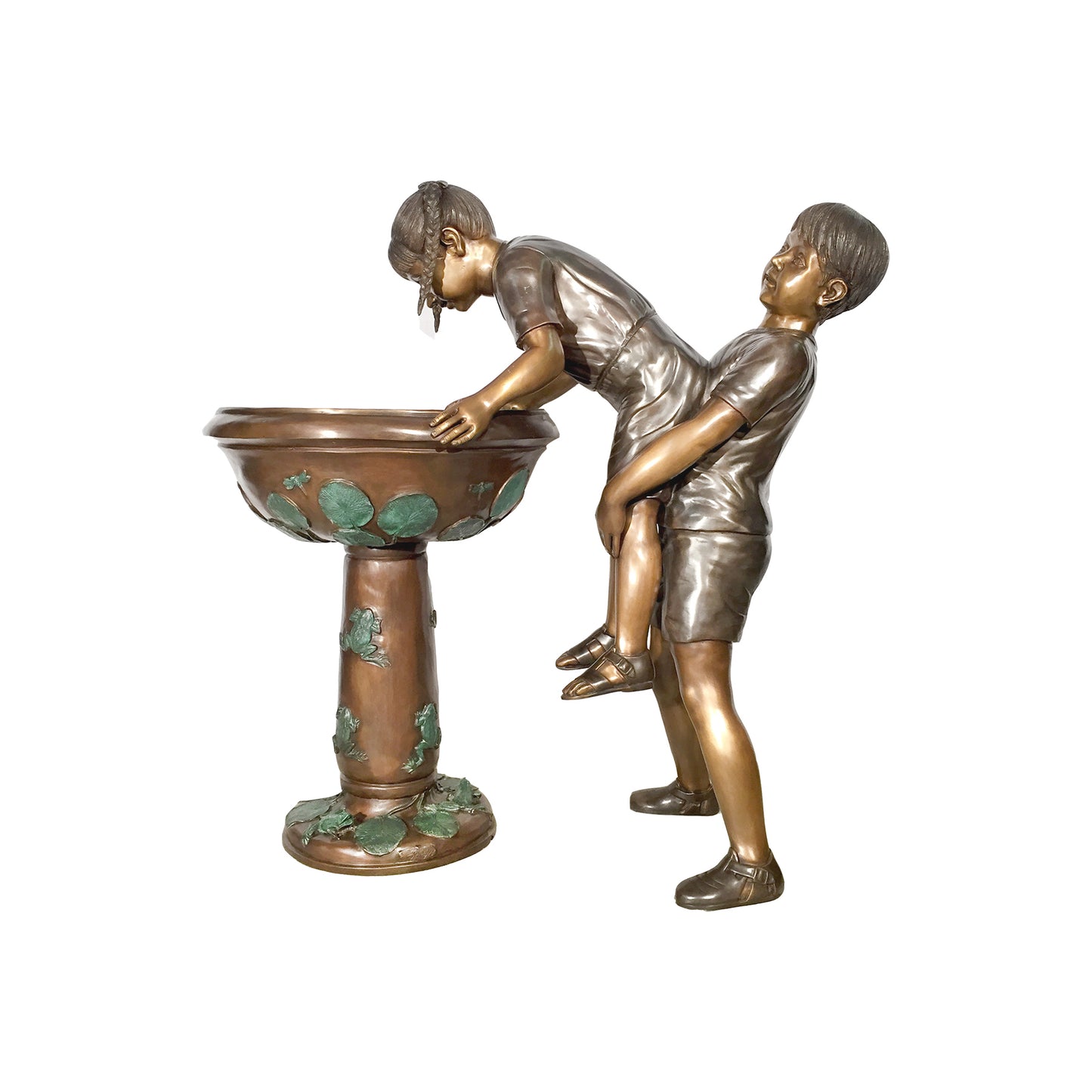 Children at Water Bowl Fountain Bronze Statue