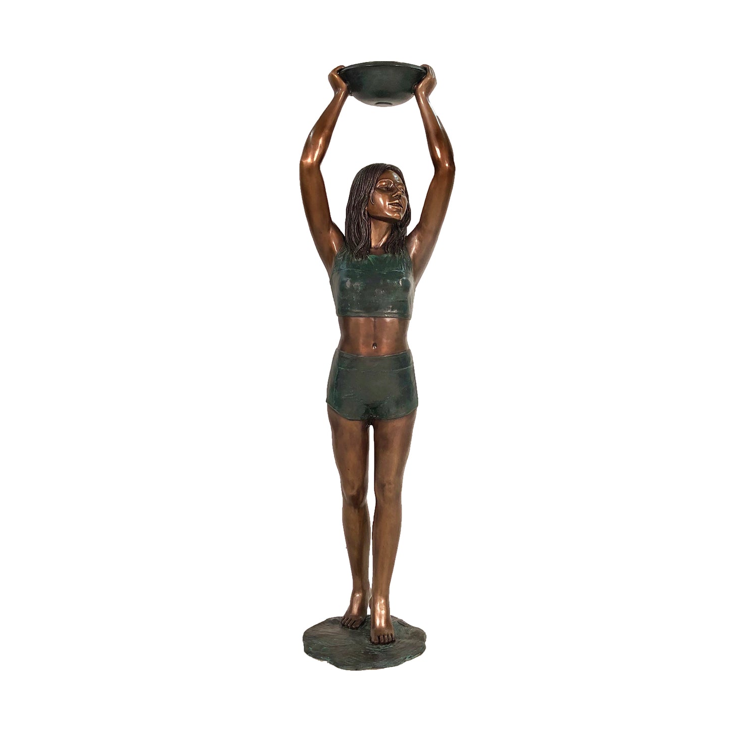 Standing Girl holding Bowl Fountain Bronze Statue