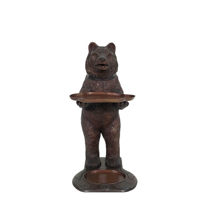 Bear Holding Tray Bronze Statue