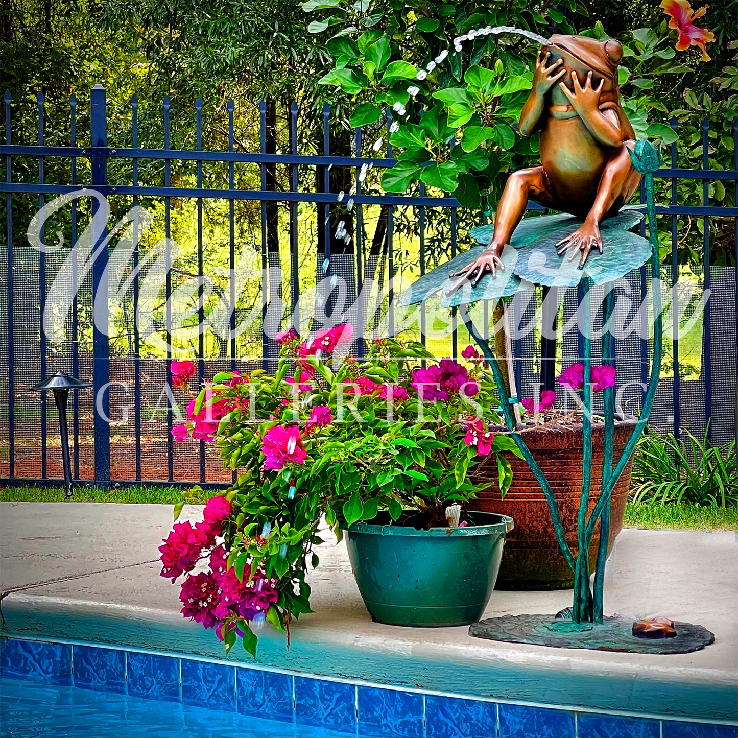 Frog on Lotus Leaf Bronze Fountain Statue