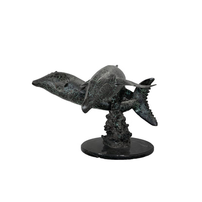 Whale Duo Table-top Bronze Statue